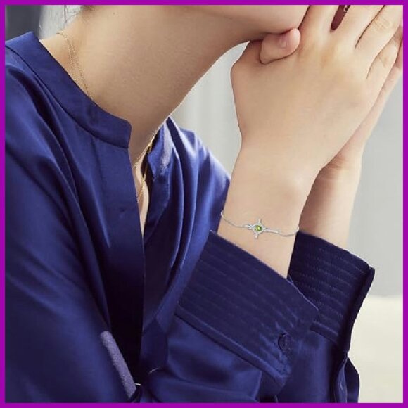 Sterling Silver Cross Bracelet with Birthstone Pendant, 7+2 Inch Chain - Picture 6 of 8